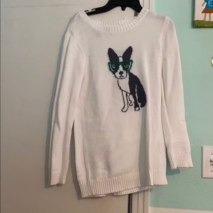 White sweater with dog